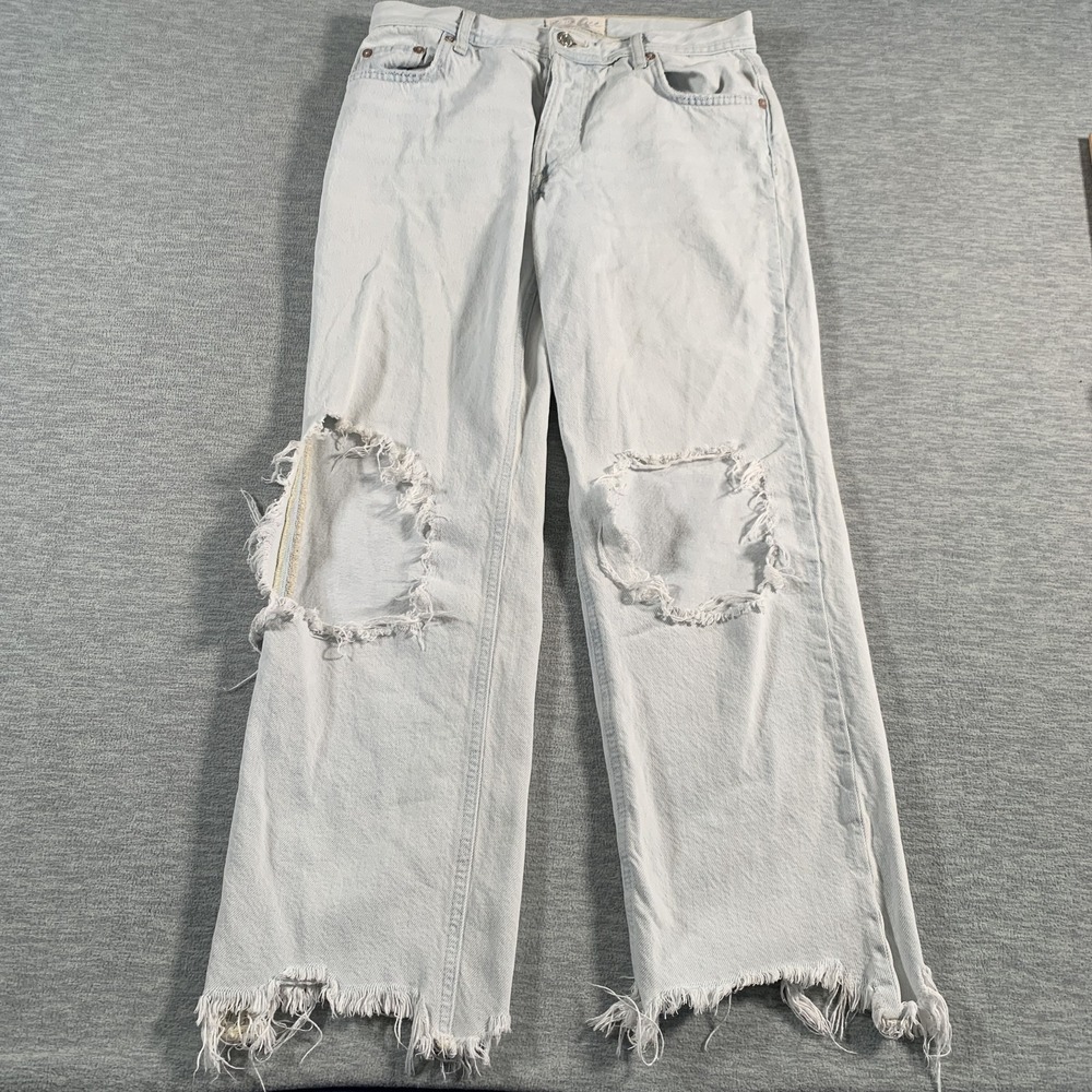 We The Free Jeans Womens 26 Distressed Ripped Straight Leg Urban Outfitters Deni